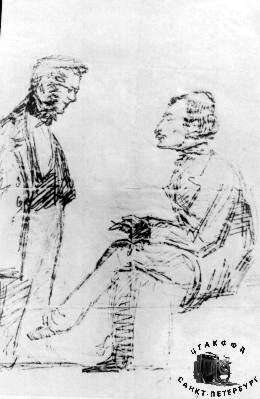 Н.В. Гоголь и П.А. Вяземский - рисунок работы художника А.М. Степанова